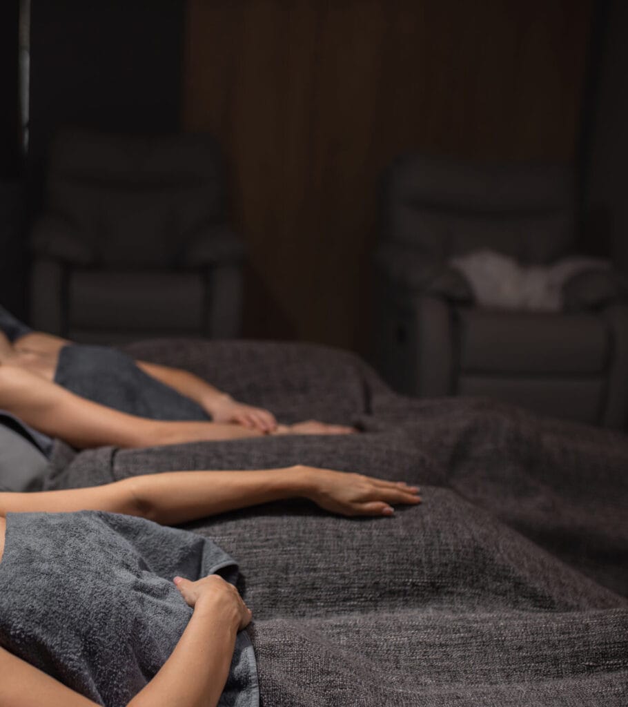 caucasian women relaxing on massage table